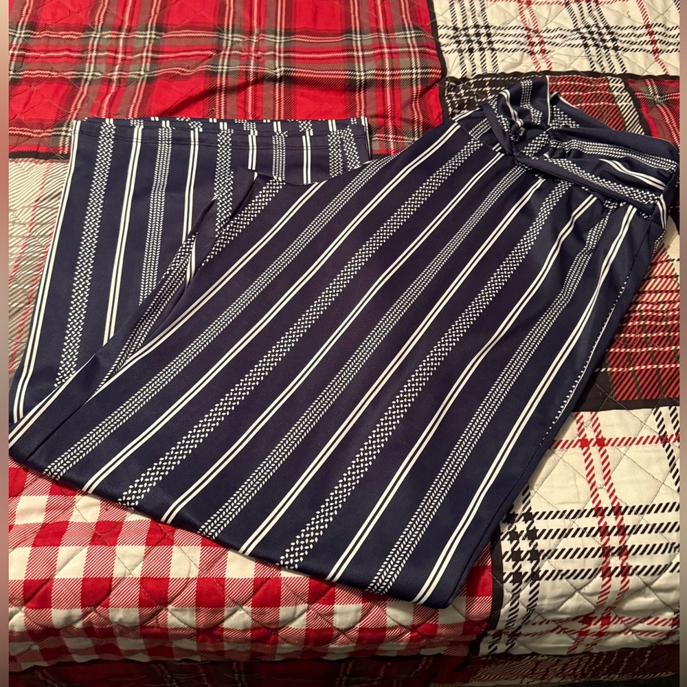 Striped Navy and White Pants